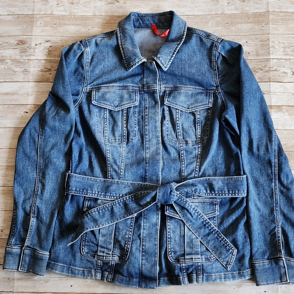 Spanx Tie Front Jean Shirt Jacket Twilight Indigo Womens M